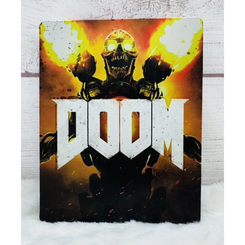 DOOM (PS4, PlayStation 4, 2016) SteelBook ONLY (NO DISC) + Manual - USED